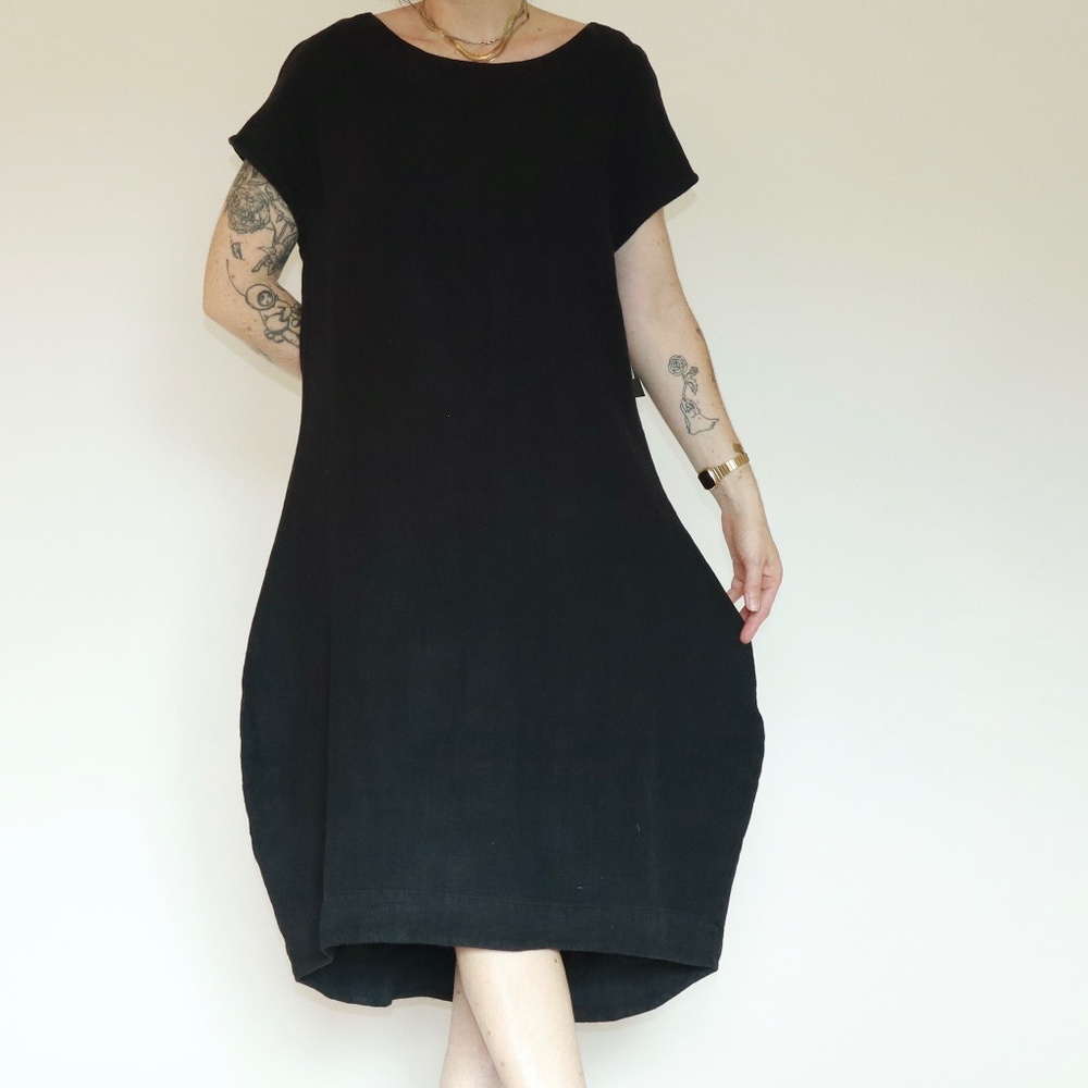 Bryn Walker - BUBBLE DRESS - Heavy Linen - Black - XSmall